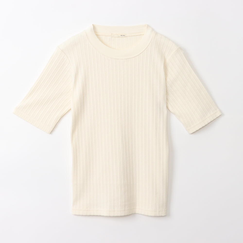 Eyelet terry short sleeve pullover