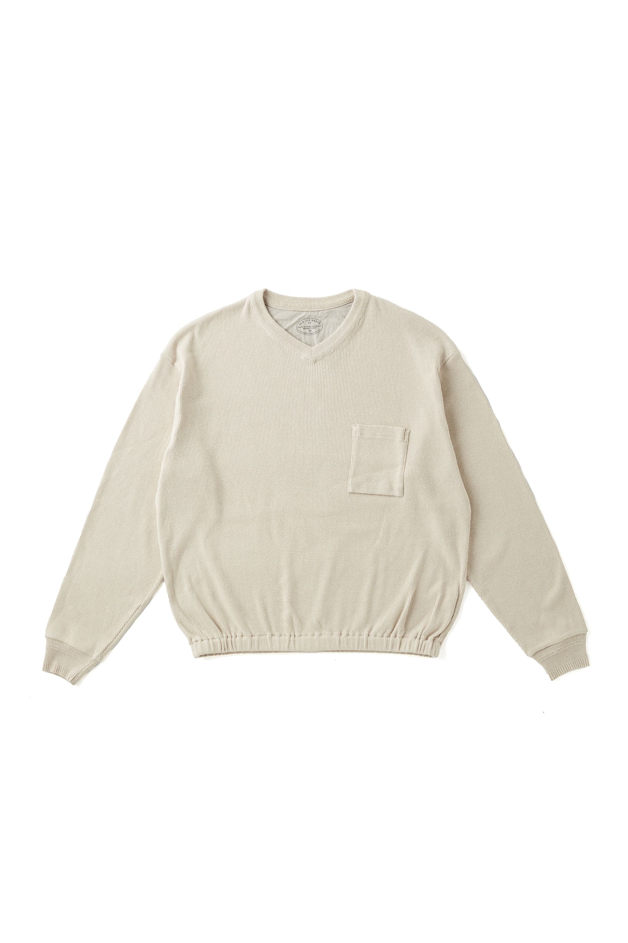 OLD JOE BRAND V-NECK SILK NEP RIBED TOPS FOG – CASDAY / キャスデイ