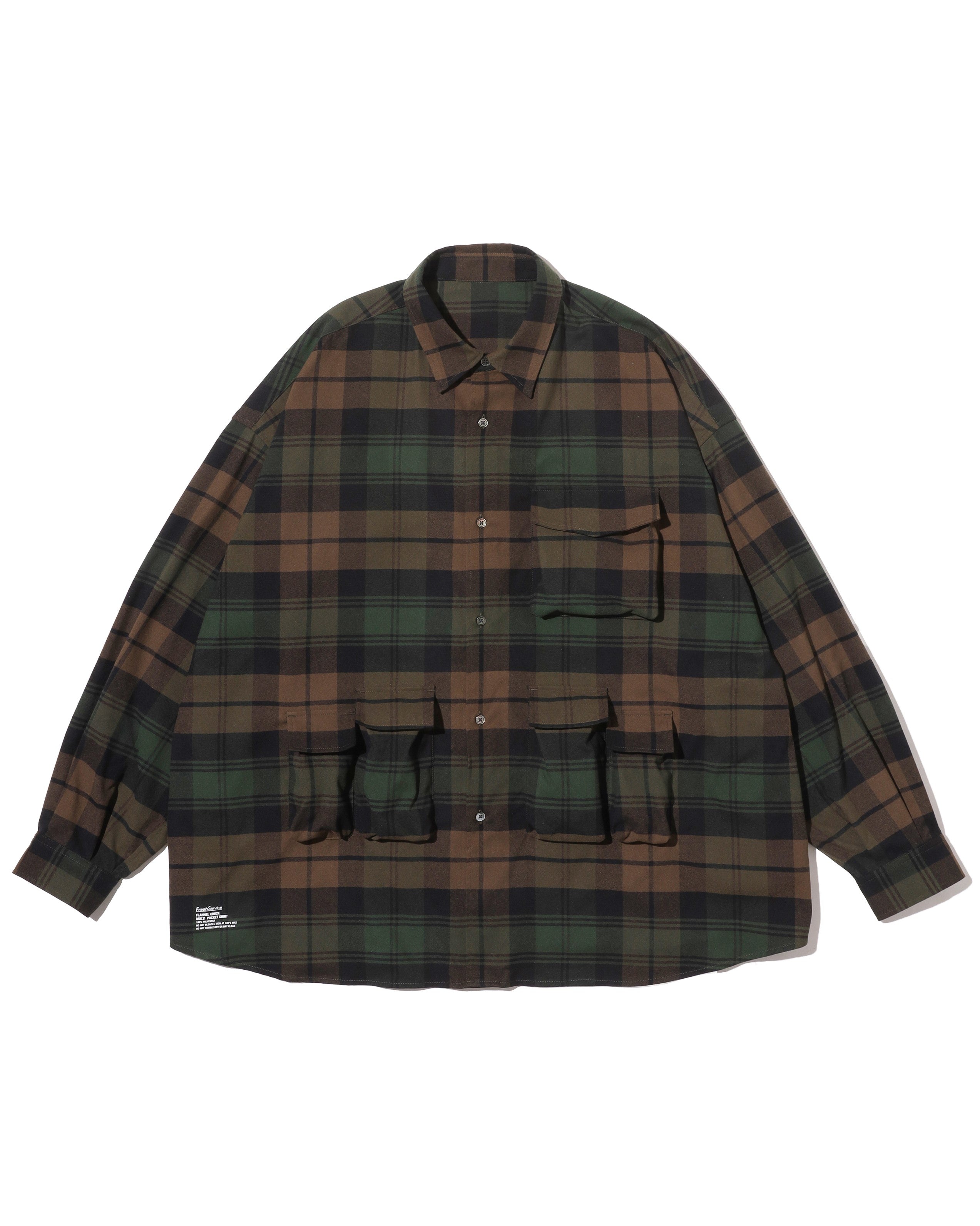 FreshService FLANNEL CHECK MULTI POCKET SHIRT GREEN – CASDAY