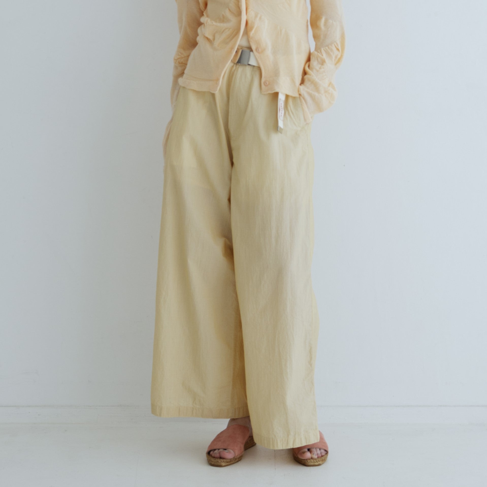 MEYAME  MERINO WOOL STRIPE SIDE LINE WIDE PANTS BROWN main image 0