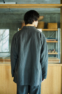orslow  COTTON LINEN MOLESKIN RELAX FIT SIMPLE WORK JACKET CHARCOAL GRAY