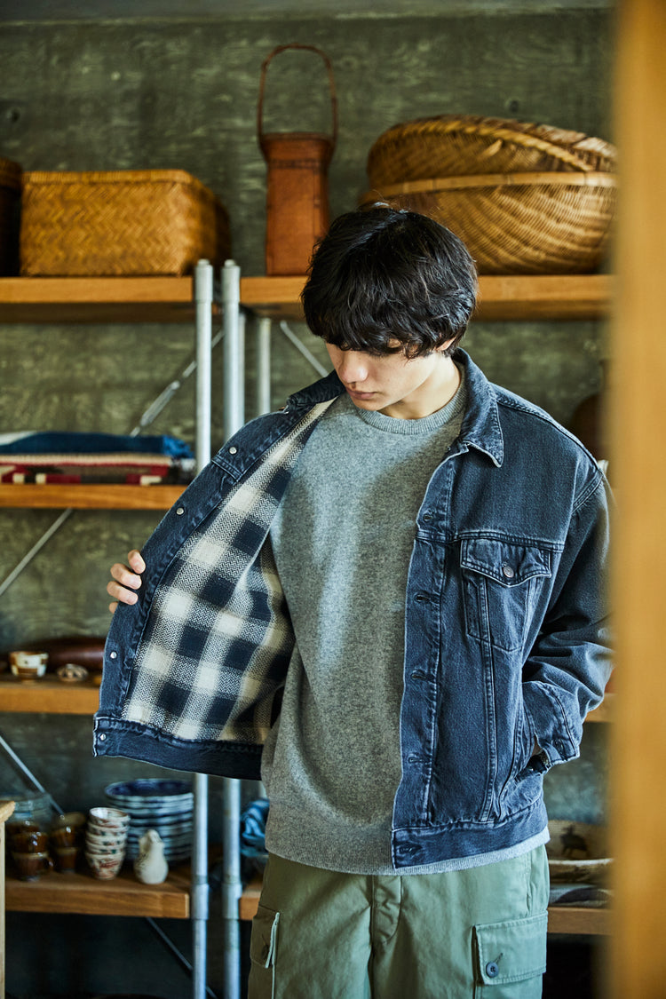 orslow  FLANNEL CHECK LINING JK B.DENIM STONE