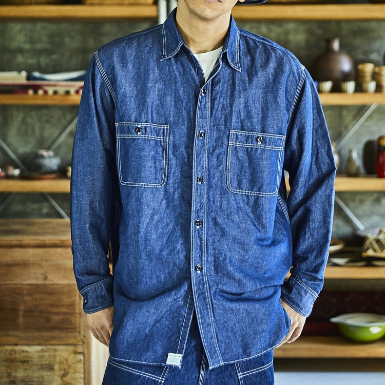 orslow / SUPIMA 100/2 LINEN DUNGAREE WORK SHIRT