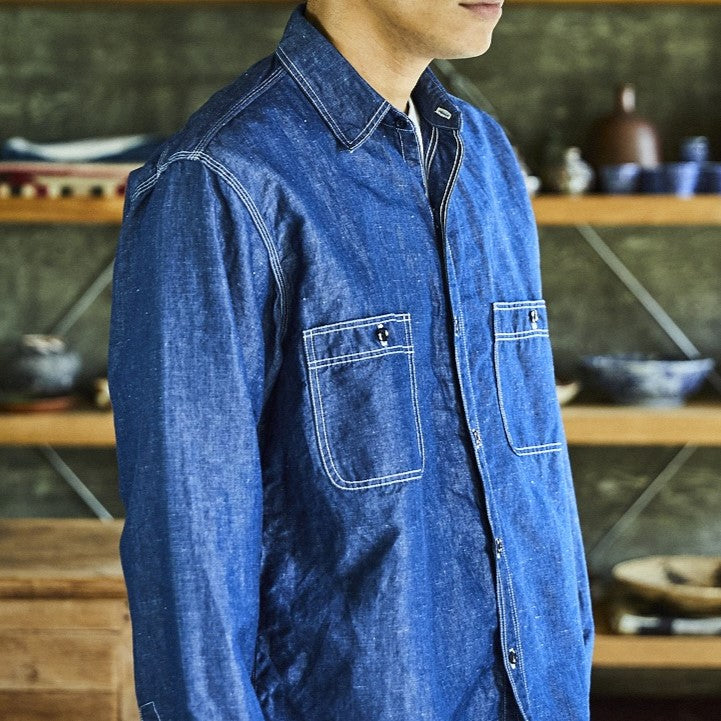 orslow / SUPIMA 100/2 LINEN DUNGAREE WORK SHIRT