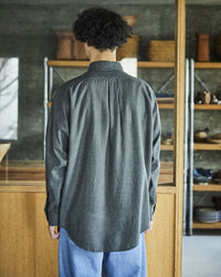 orslow   STANDARD BUTTON DOWN SHIRT SOFT SUBTLY BRUSHED MINI CHECK CHARCOAL GRAY