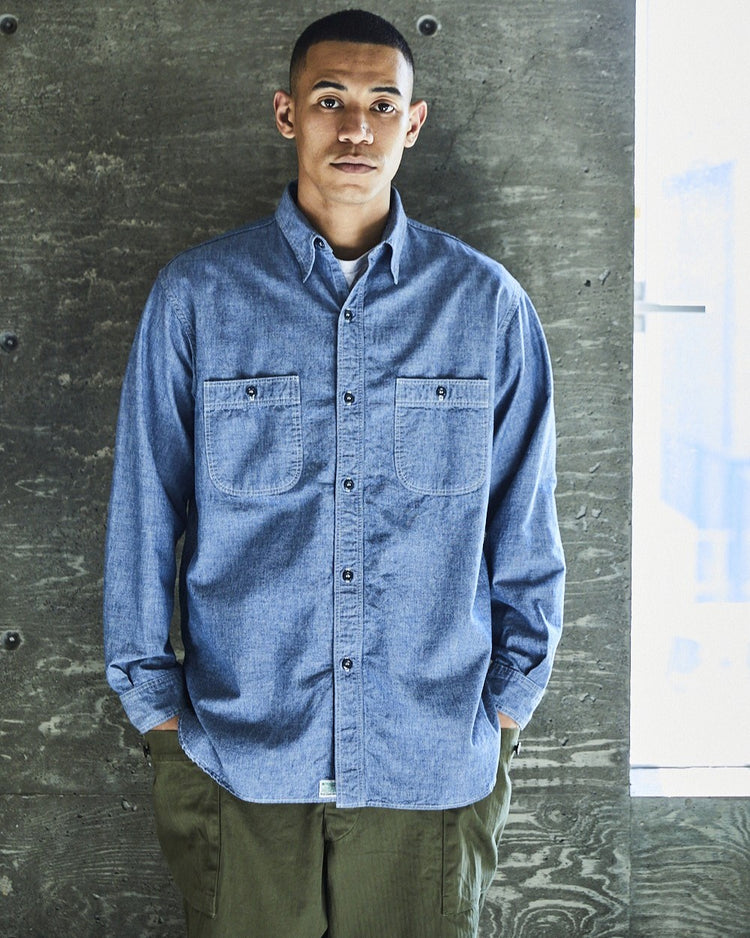 orslow   RELAX FIT CHAMBRAY WORK SHIRT