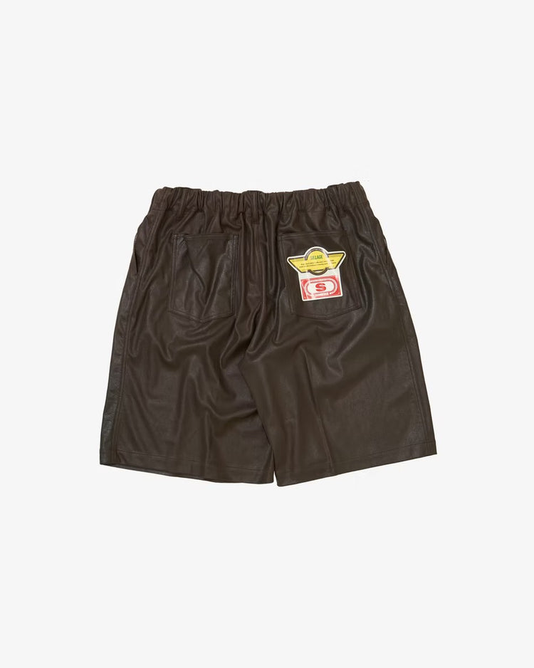 Sillage / circular short pants deadstock faux leather
