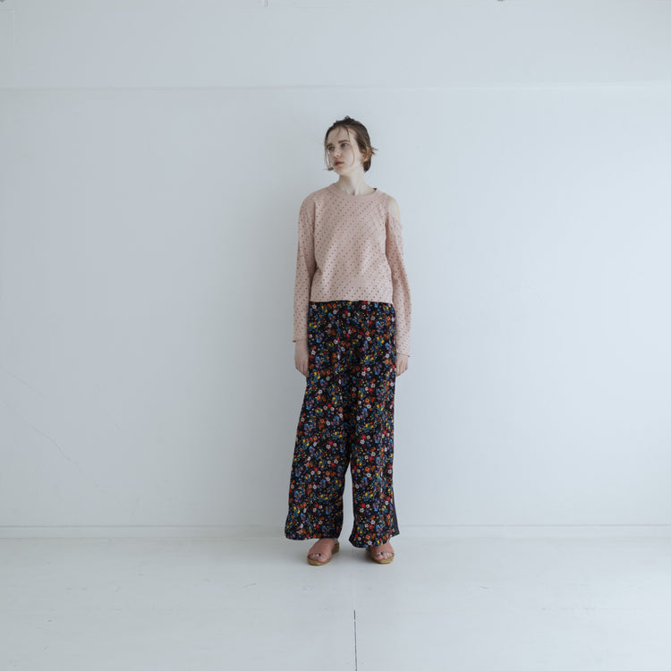 MEYAME / DOT HOLE JACQUARD LONG SLEEVE TEE PINK