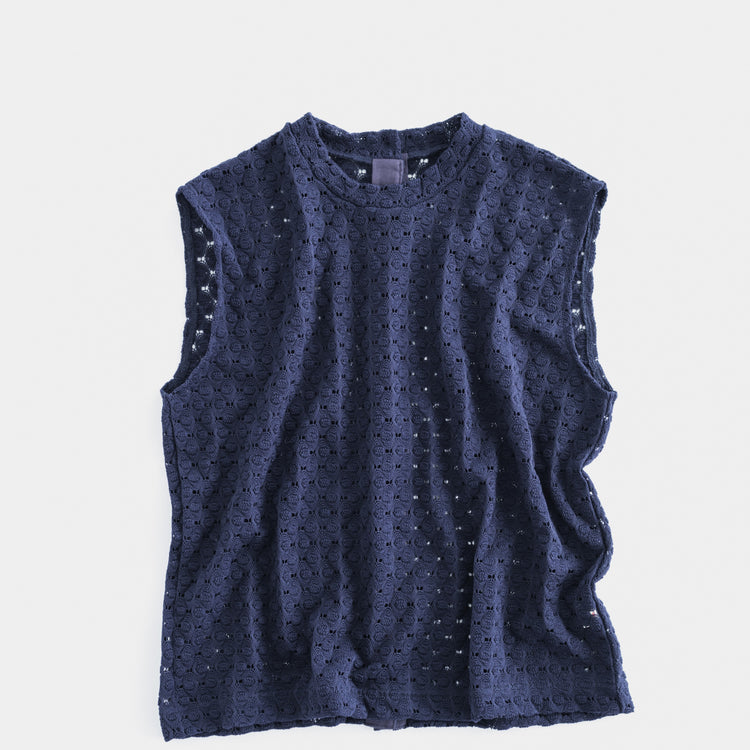 MEYAME / FRONT & BACK LACE SLEEVELESS NAVY