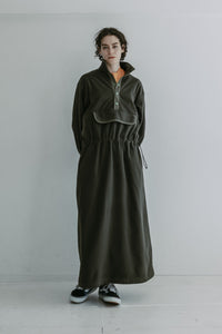 MEYAME / FLLECE SNAP LONG DRESS OLIVE