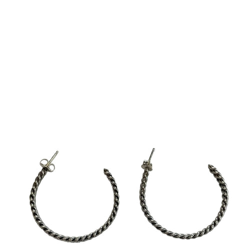 FIRST AMERICAN TRADERS/Sterling Silver Hoop Earrings Double Twist Line MB