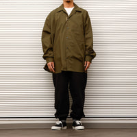 ARMY TWILL / Cotton/Polyester Plain Big Shirt KHAKI