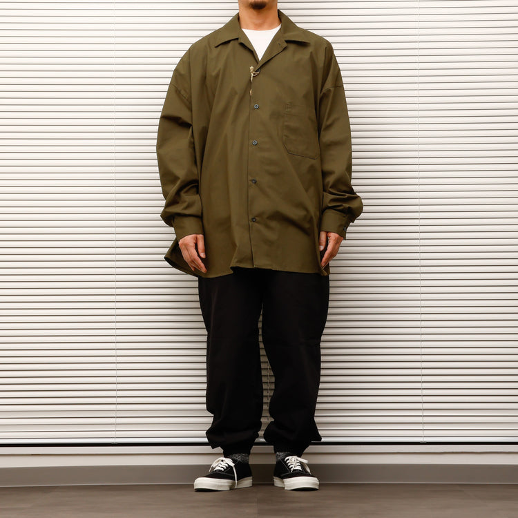 ARMY TWILL / Cotton/Polyester Plain Big Shirt