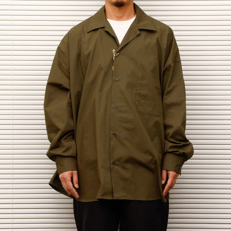 ARMY TWILL / Cotton/Polyester Plain Big Shirt KHAKI