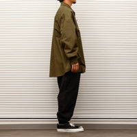 ARMY TWILL / Cotton/Polyester Plain Big Shirt KHAKI