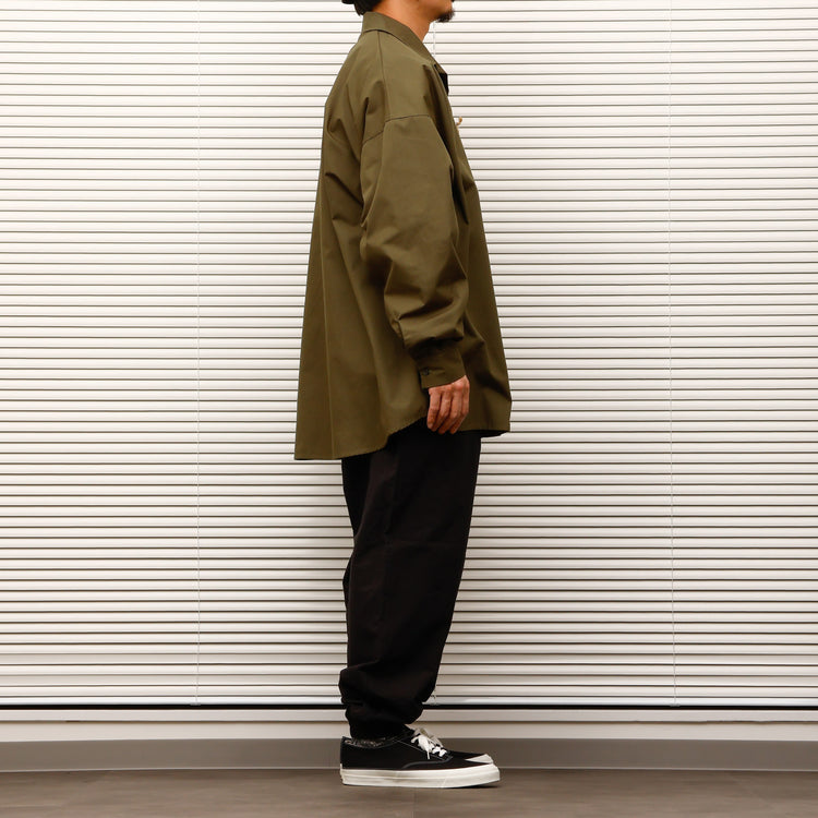 ARMY TWILL / Cotton/Polyester Plain Big Shirt