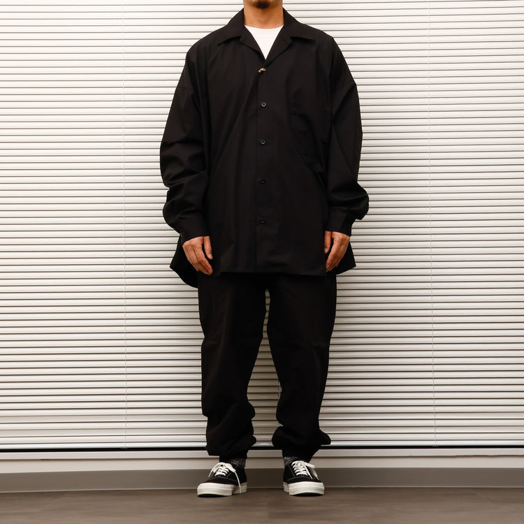 ARMY TWILL / Cotton/Polyester Plain Big Shirt BLACK