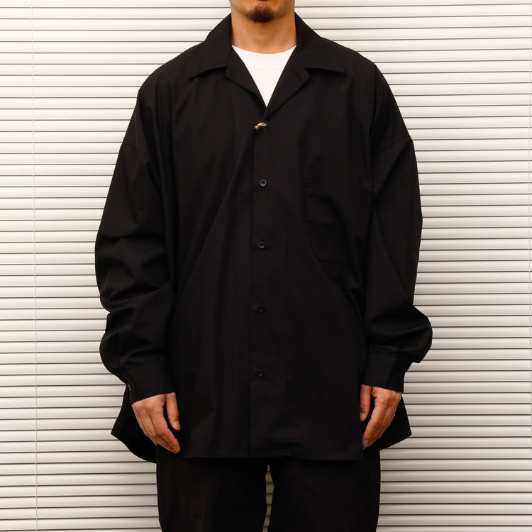 ARMY TWILL / Cotton/Polyester Plain Big Shirt BLACK