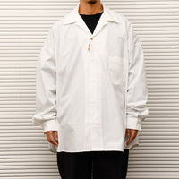 ARMY TWILL / Cotton/Polyester Plain Big Shirt WHITE