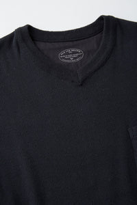 OLD JOE BRAND   V-NECK SILK NEP RIBED TOPS FOG