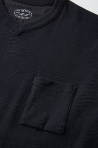 OLD JOE BRAND   V-NECK SILK NEP RIBED TOPS FOG