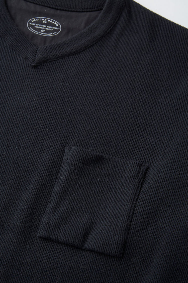 OLD JOE BRAND   V-NECK SILK NEP RIBED TOPS FOG