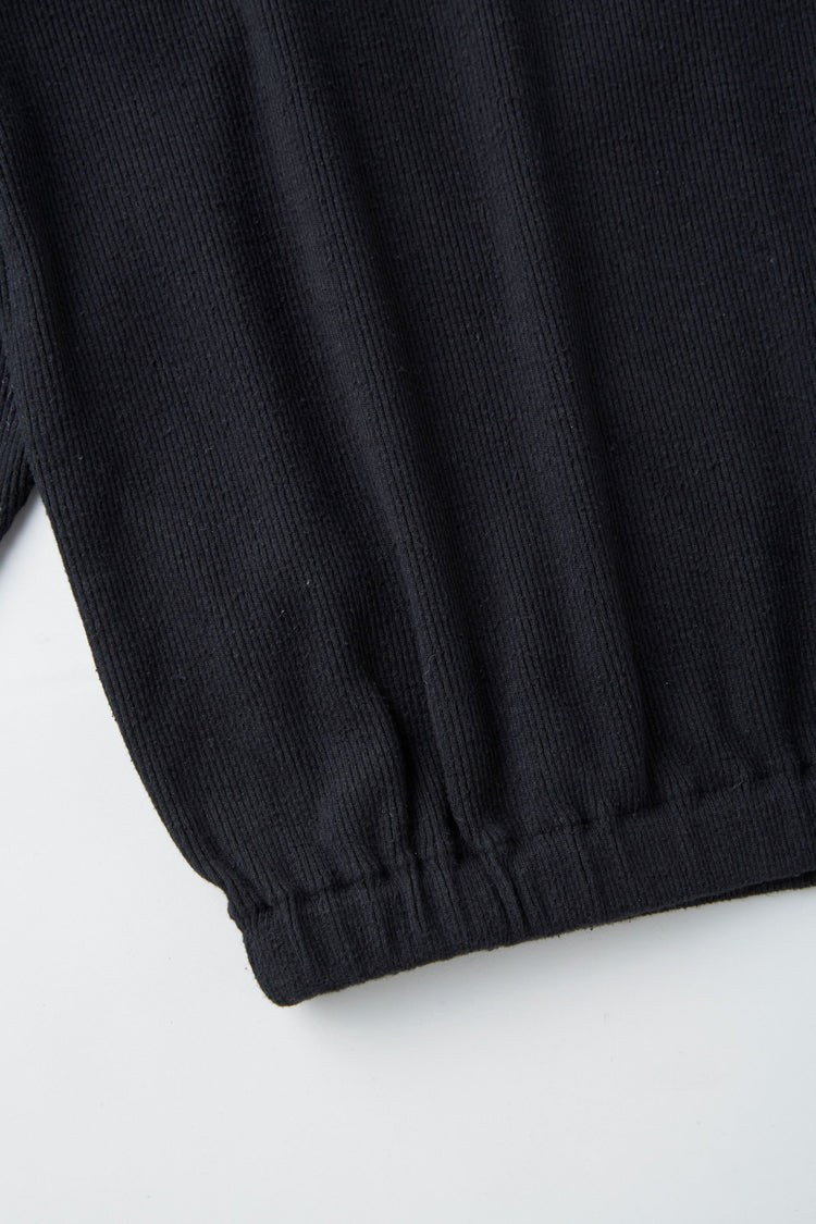OLD JOE BRAND   V-NECK SILK NEP RIBED TOPS ONYX