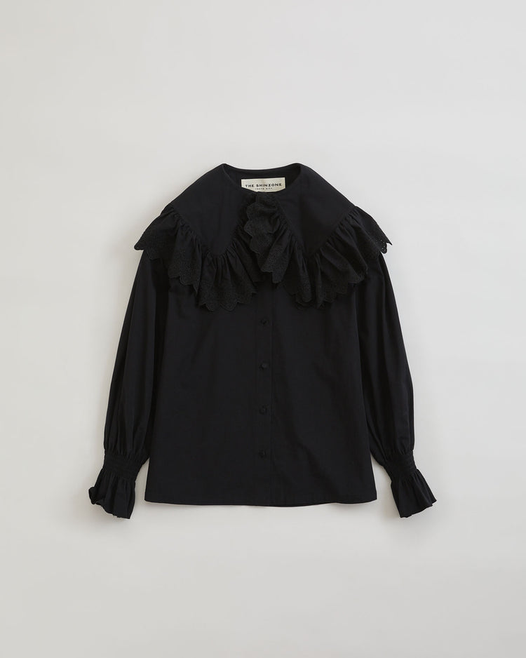 THE SHINZONE / LACE COLLAR BLOUSE 07 BLACK