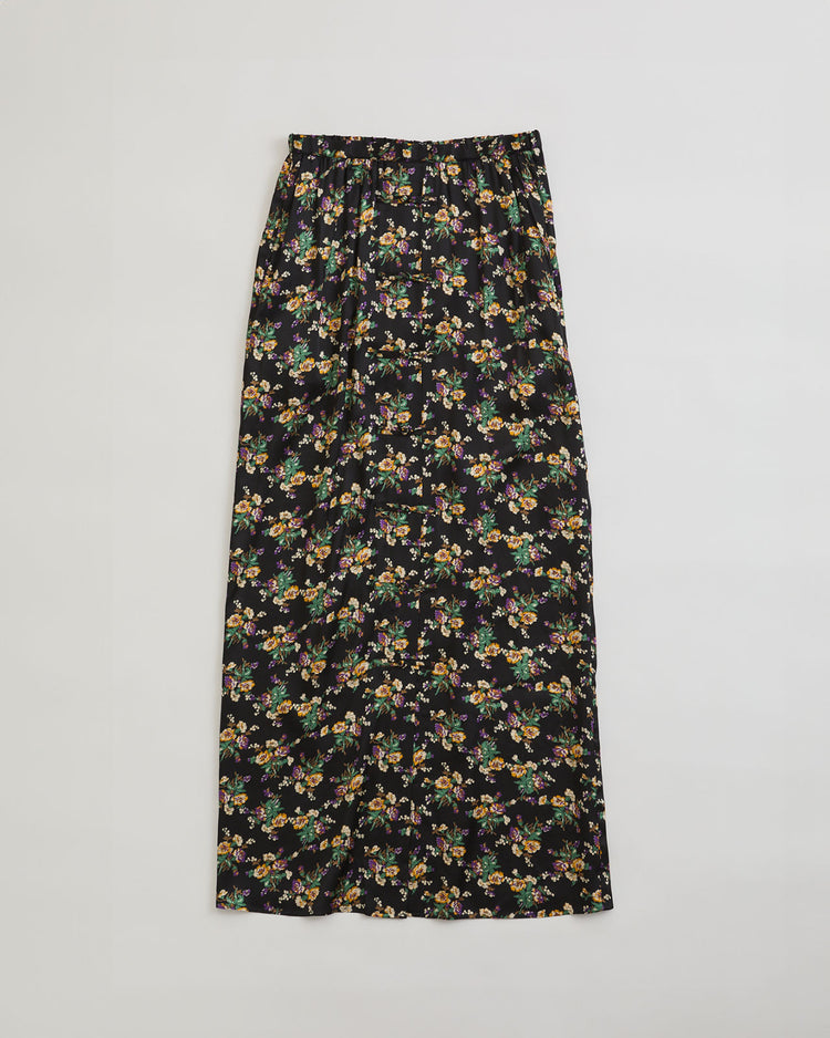 THE SHINZONE / FLOWER BOUQUET PRINTED SATIN SKIRT 07 BLACK