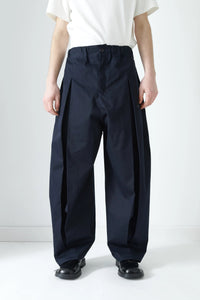 sage NATION  BOX PLEAT TROUSER NAVY