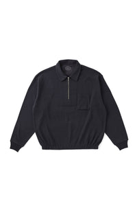 OLD JOE BRAND   QUATER ZIP SILK NEP RIBED SHIRTS ONYX
