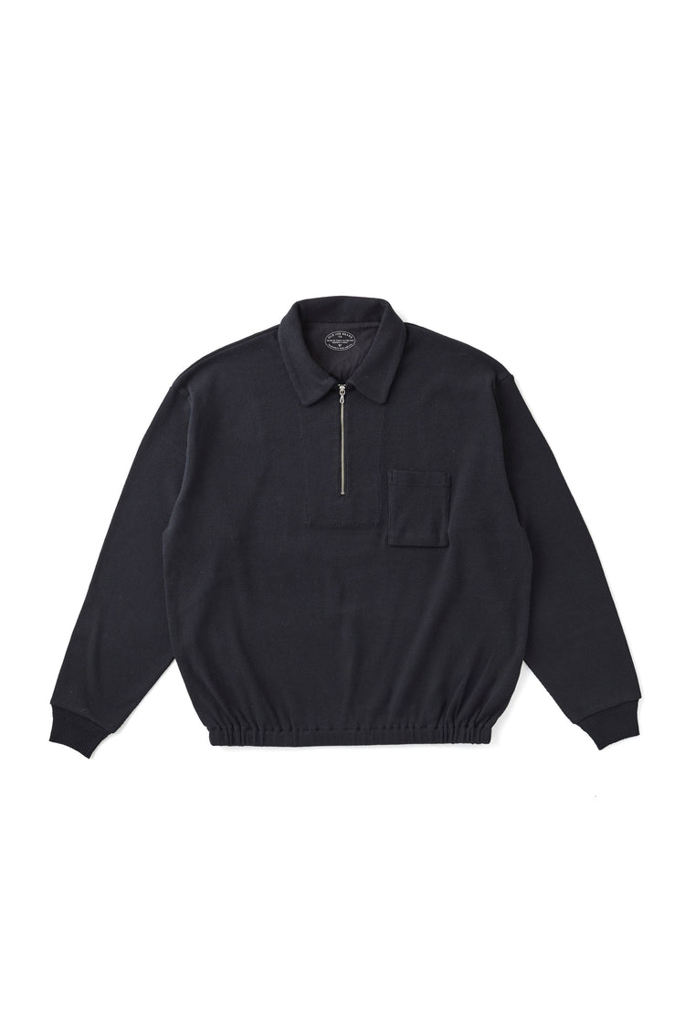 OLD JOE BRAND   QUATER ZIP SILK NEP RIBED SHIRTS ONYX