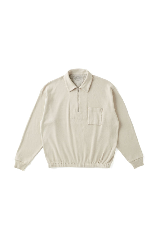 OLD JOE BRAND   QUATER ZIP SILK NEP RIBED SHIRTS FOG