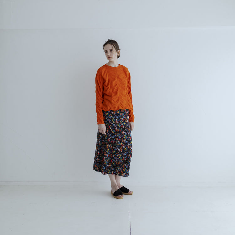 MEYAME / TUCKED JACQUARD PULLOVER ORANGE