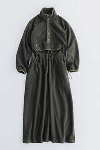 MEYAME / FLLECE SNAP LONG DRESS OLIVE