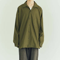 ARMY TWILL / Cotton/Polyester Plain Big Shirt KHAKI