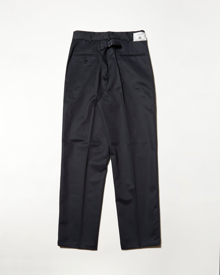J.PRESS ORIGINALS SHIOTA Slight Twist Chino Piped Stem 1 tuck   Japan Made NAVY