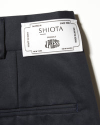 J.PRESS ORIGINALS SHIOTA Slight Twist Chino Piped Stem 1 tuck   Japan Made NAVY