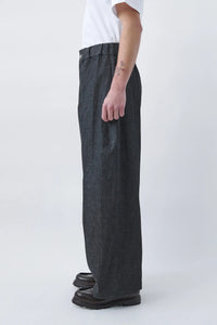 sage NATION  BOX PLEAT TROUSER DENIM RAW BLACK