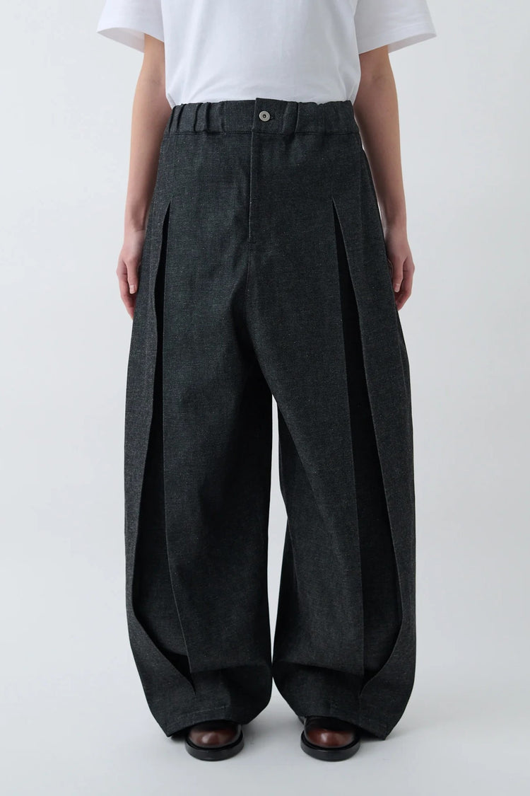 sage NATION  BOX PLEAT TROUSER DENIM RAW BLACK