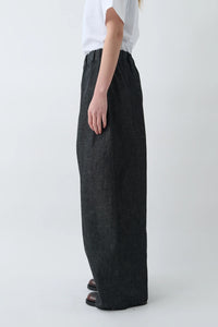 sage NATION  BOX PLEAT TROUSER DENIM RAW BLACK