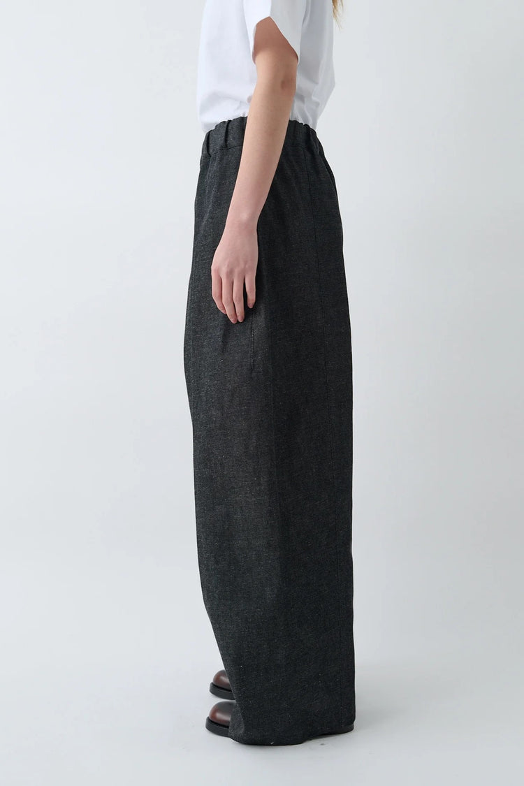 sage NATION  BOX PLEAT TROUSER DENIM RAW BLACK