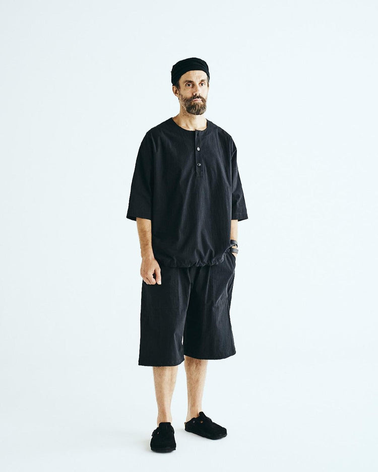 BASISBROEK /  DONKN　HORSE CLOTH HENLY NECK PULLOVER BLACK