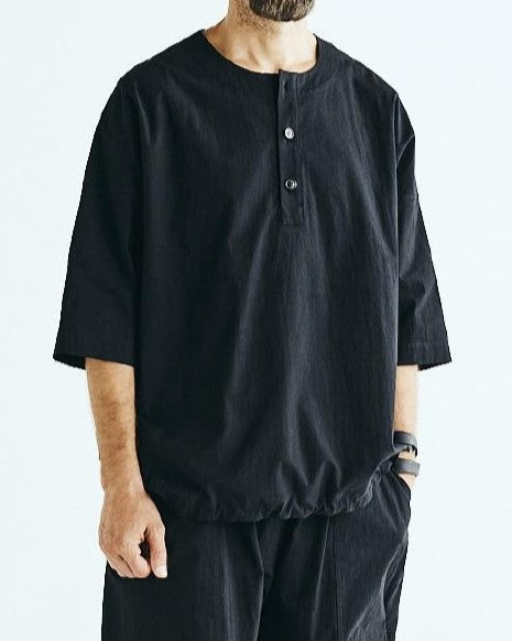 BASISBROEK /  DONKN　HORSE CLOTH HENLY NECK PULLOVER BLACK