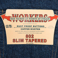 WORKERS  Lot 802 Slim Tapered Jeans 13.75 oz American Cotton 100%, Raw Denim