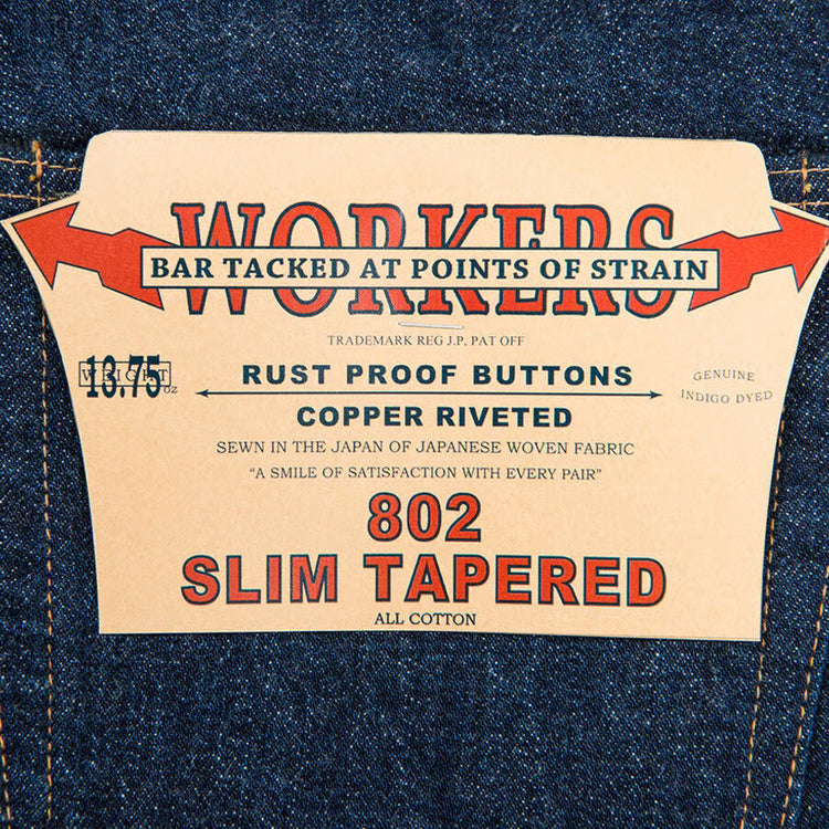 WORKERS  Lot 802 Slim Tapered Jeans 13.75 oz American Cotton 100%, Raw Denim