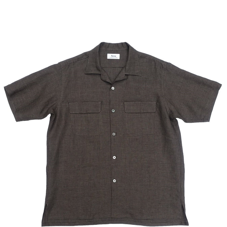 Riprap / OPEN COLLAR SH S/S (LINEN GINGHAM CHECK)