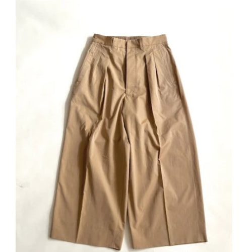 HAVERSACK / 120/2 Chambray High Waist Wide Pants BEIGE