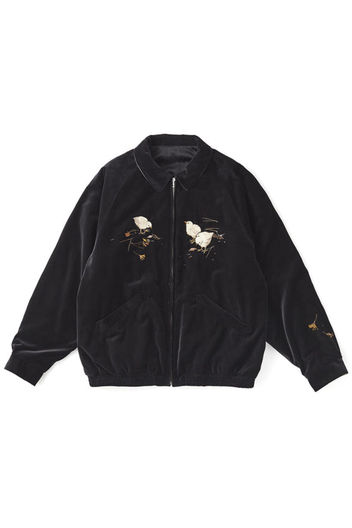 OLD JOE BRAND   STUNNING VELVET SOUVENIR JACKET(Niwatori to Hiyoko)