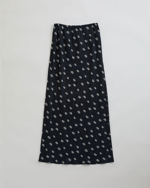 THE SHINZONE / SIMON DOTS JACQUARD SKIRT NAVY